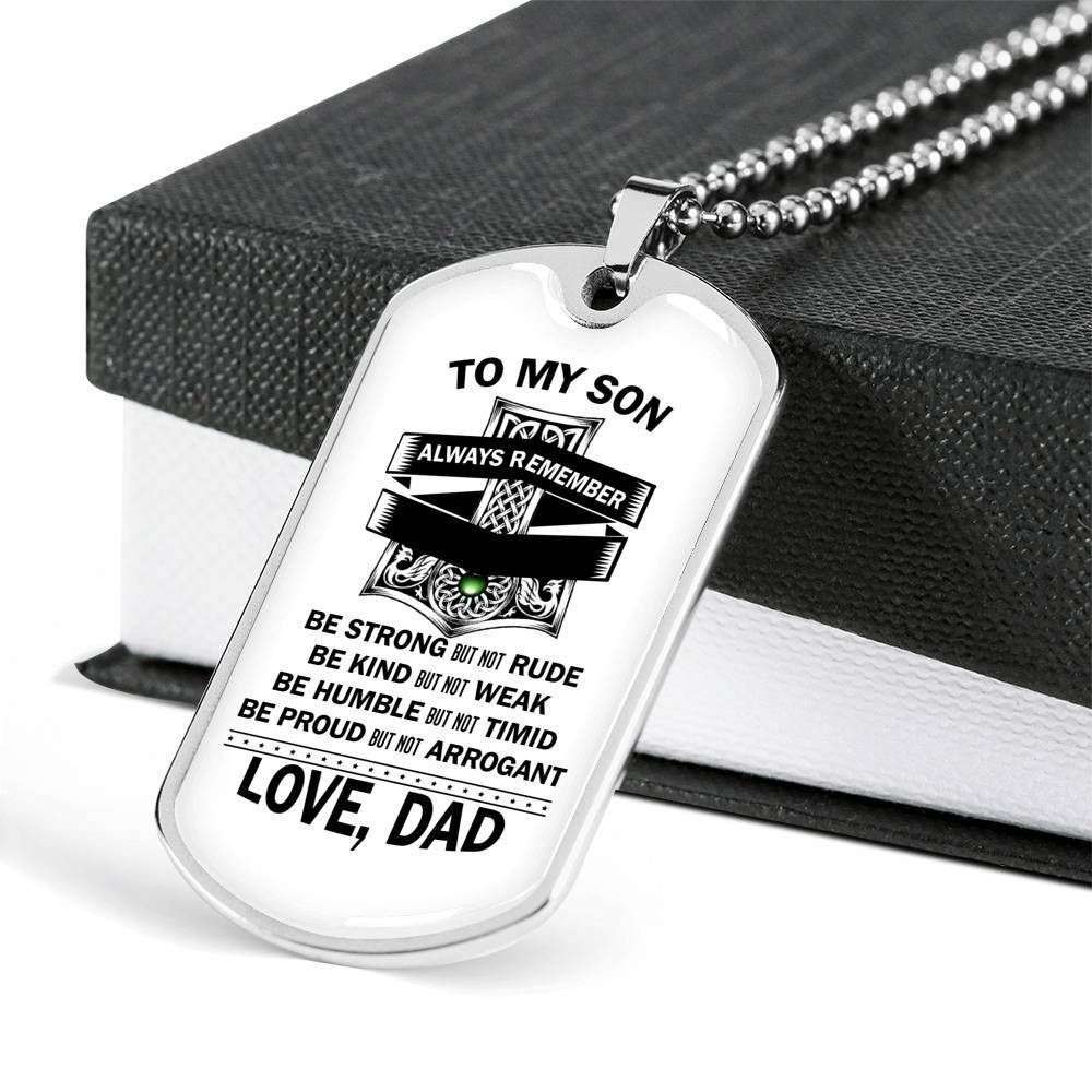 Son Dog Tag, Custom To Son Be Kind But Not Weak Necklace Dog Tag Gifts For Son Rakva