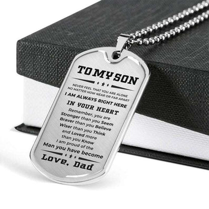 Son Dog Tag, Gift For Son From Dad Engraved Personalized Military Style Dog Tag Pendant Necklace Gifts For Son Rakva