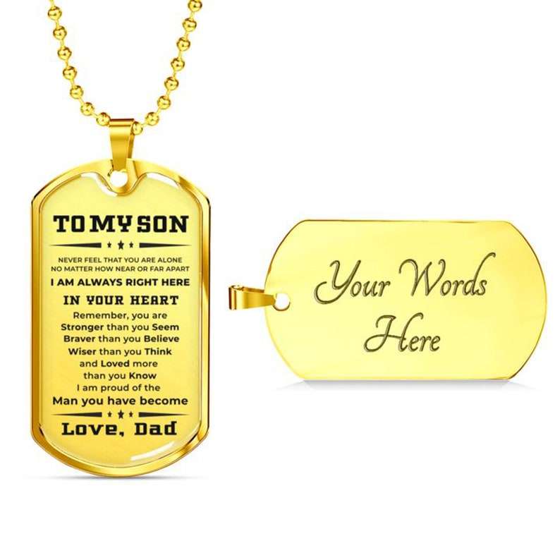 Son Dog Tag, Gift For Son From Dad Engraved Personalized Military Style Dog Tag Pendant Necklace Gifts For Son Rakva