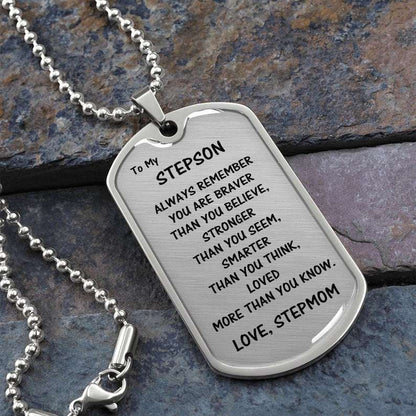 Son Dog Tag, Gift For Stepson From Stepmom, Dog Tag Necklace: Always Remember� Gifts For Son Rakva