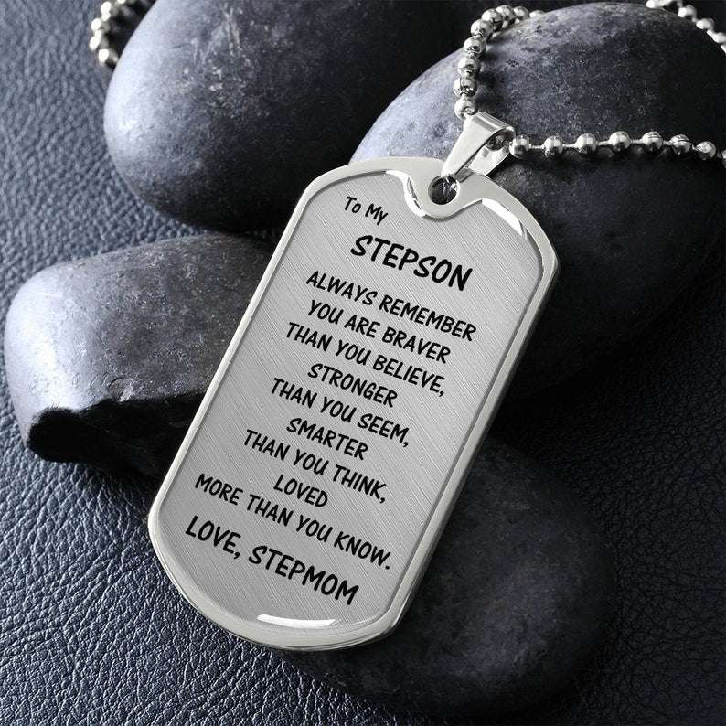 Son Dog Tag, Gift For Stepson From Stepmom, Dog Tag Necklace: Always Remember� Gifts For Son Rakva