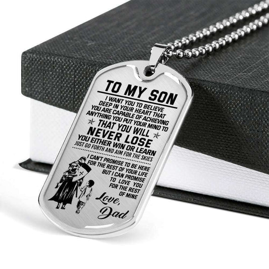 Son Dog Tag, Knight Templar Gift Dad To Son Believe Deep In You Heart Dog Tag Military Chain Necklace Gifts For Son Rakva