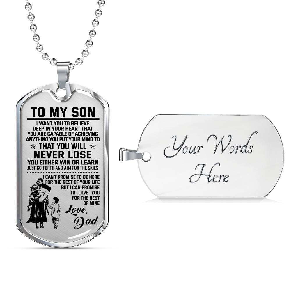 Son Dog Tag, Knight Templar Gift Dad To Son Believe Deep In You Heart Dog Tag Military Chain Necklace Gifts For Son Rakva