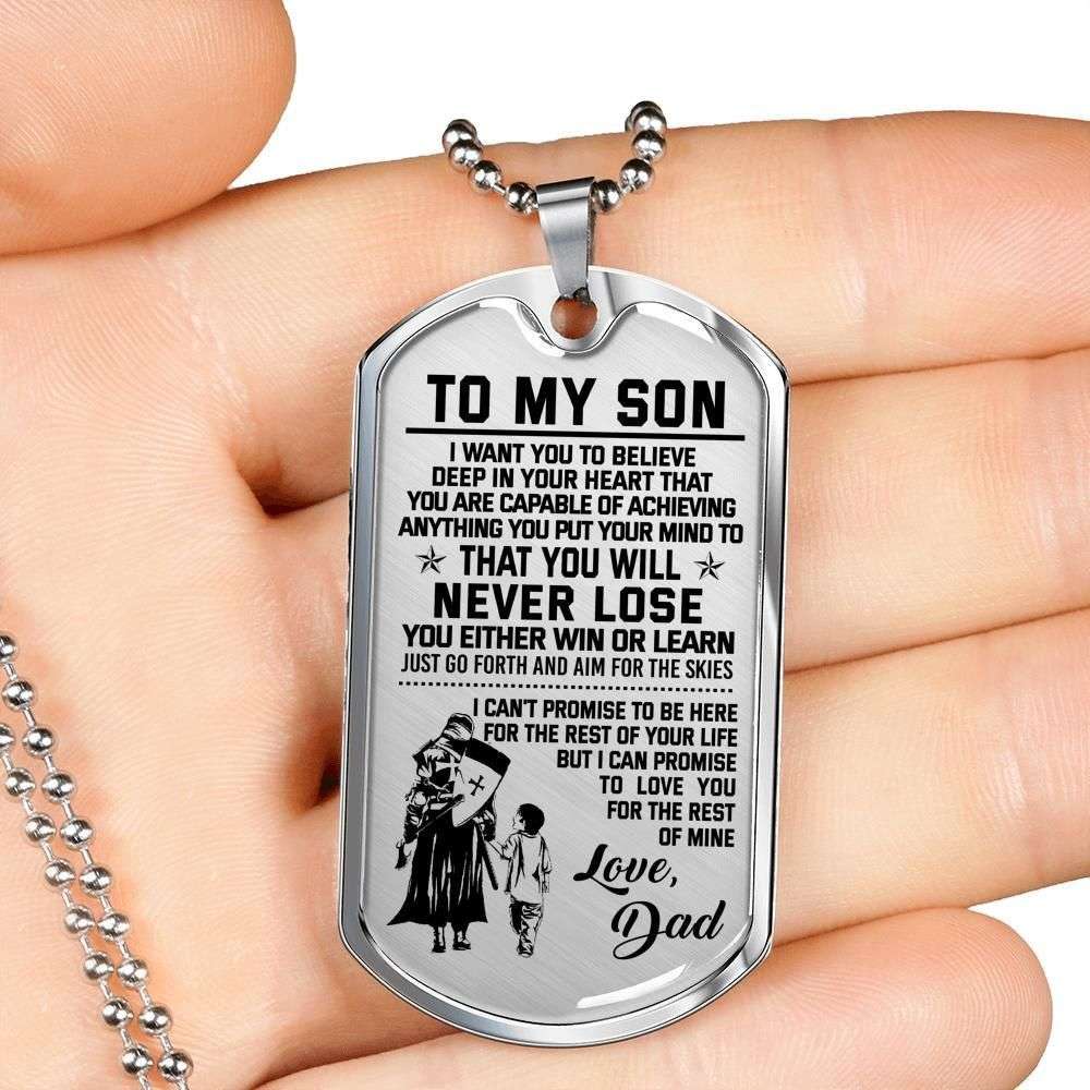 Son Dog Tag, Knight Templar Gift Dad To Son Believe Deep In You Heart Dog Tag Military Chain Necklace Gifts For Son Rakva