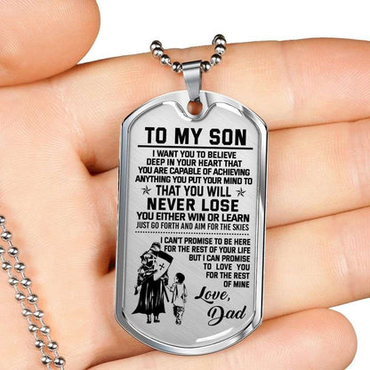 Son Dog Tag, Knight Templar Gift Dad To Son Believe Deep In You Heart Dog Tag Military Chain Necklace Gifts For Son Rakva