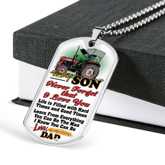 Son Dog Tag, Learn From Everything You Can Dog Tag Military Chain Necklace For Farmer’S Son Gifts For Son Rakva