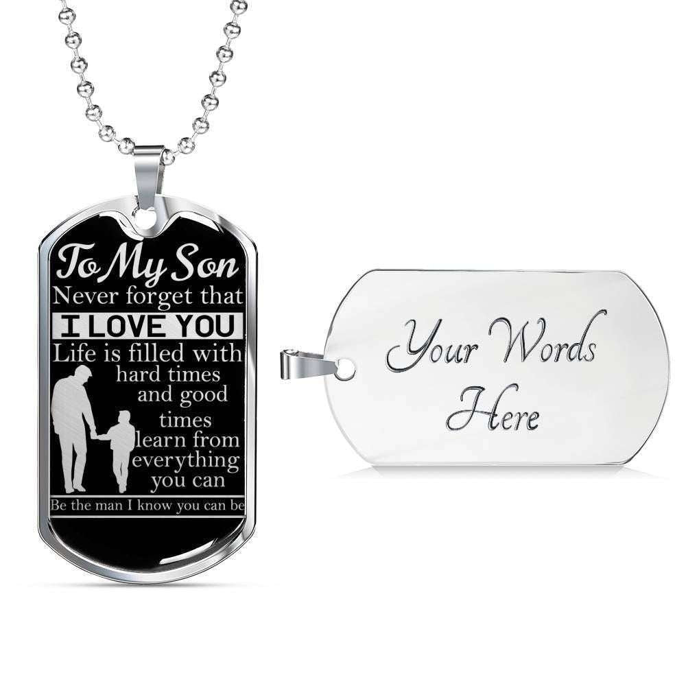Son Dog Tag, Life Is Filled With Hard And Good Times Dog Tag Military Chain Necklace For Son Gifts For Son Rakva