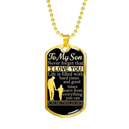 Son Dog Tag, Life Is Filled With Hard And Good Times Dog Tag Military Chain Necklace For Son Gifts For Son Rakva