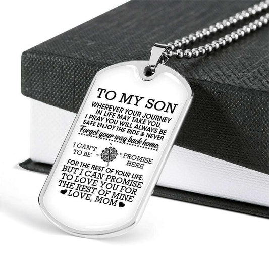 Son Dog Tag, Love You For The Rest Of Mine Dog Tag Military Chain Necklace Gift For Son Gifts For Son Rakva