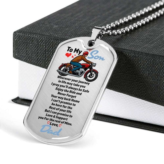 Son Dog Tag, Love You For The Rest Of Mine For Biker’S Son Dog Tag Military Chain Necklace Gifts For Son Rakva