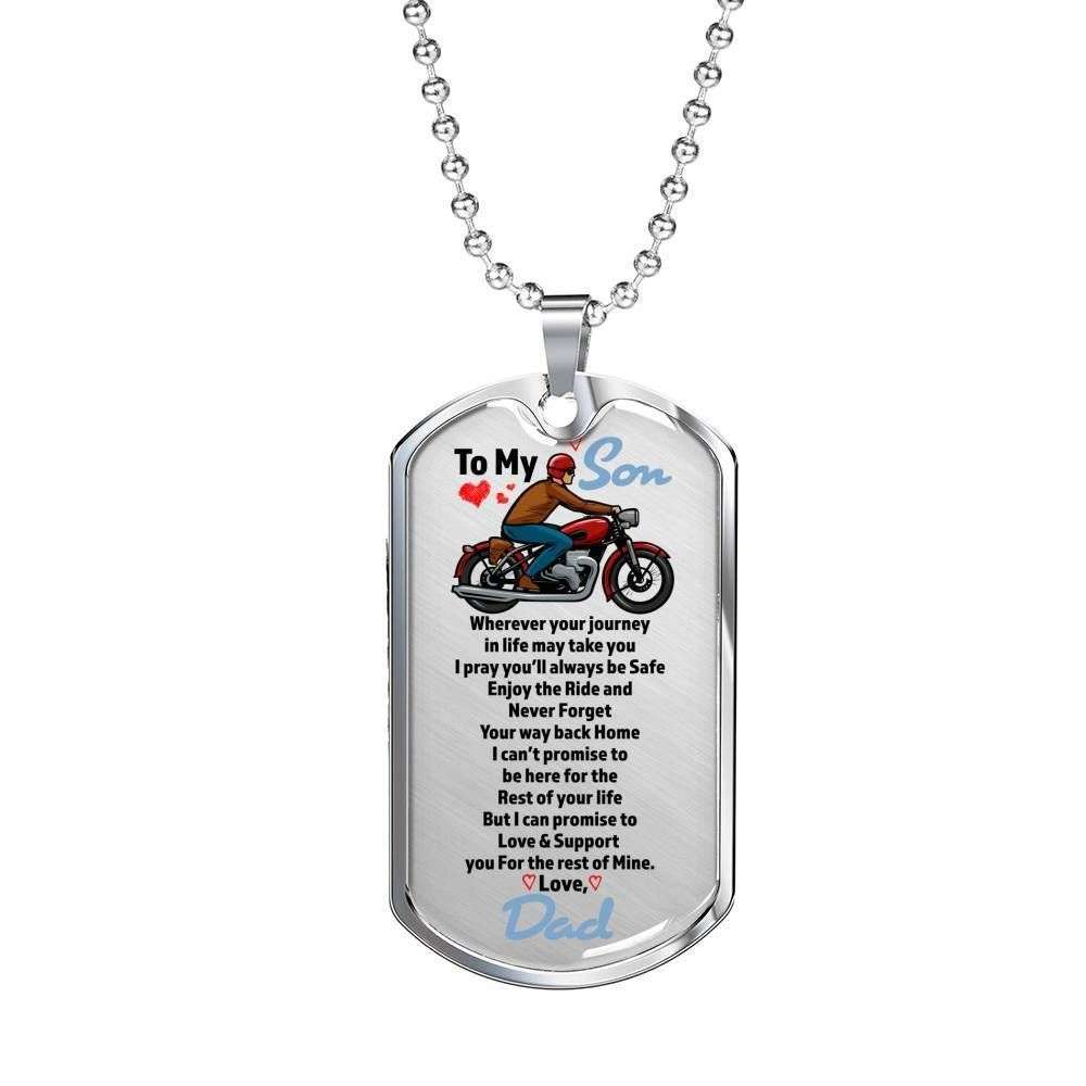 Son Dog Tag, Love You For The Rest Of Mine For Biker’S Son Dog Tag Military Chain Necklace Gifts For Son Rakva