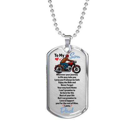 Son Dog Tag, Love You For The Rest Of Mine For Biker’S Son Dog Tag Military Chain Necklace Gifts For Son Rakva