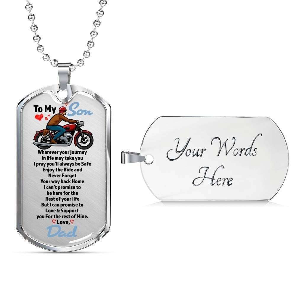 Son Dog Tag, Love You For The Rest Of Mine For Biker’S Son Dog Tag Military Chain Necklace Gifts For Son Rakva