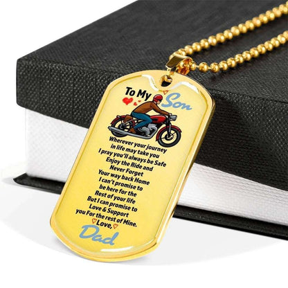 Son Dog Tag, Love You For The Rest Of Mine For Biker’S Son Dog Tag Military Chain Necklace Gifts For Son Rakva