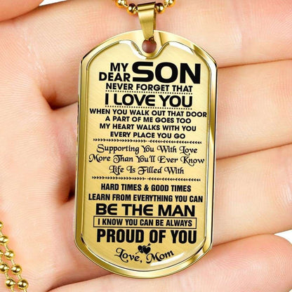 Son Dog Tag, Mom Gift For Son Dog Tag Military Chain Necklace Silver Necklace Never Forget That I Love You Gifts For Son Rakva