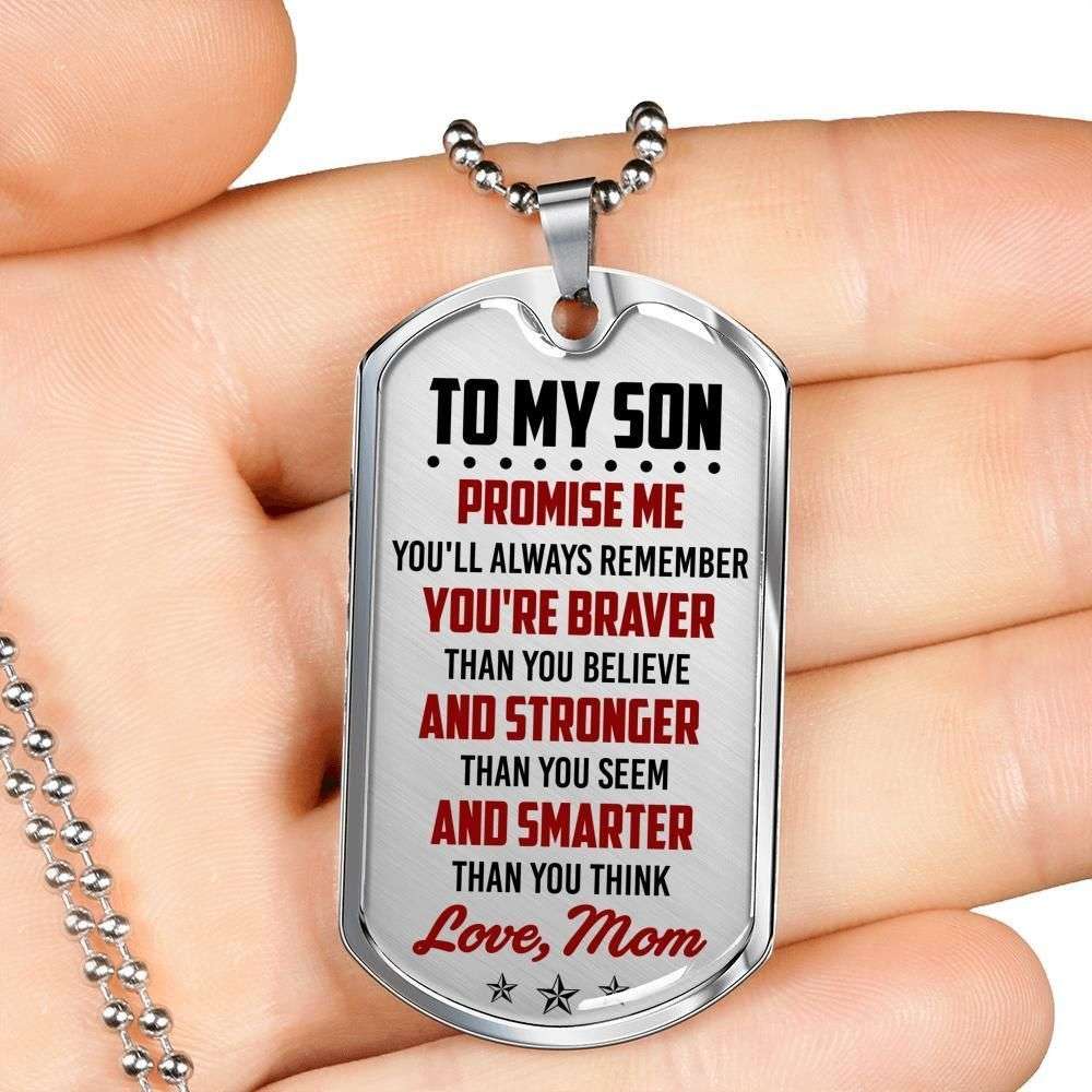 Son Dog Tag, Mom Gift For Son You’Re Smarter Than You Think Dog Tag Military Chain Necklace Gifts For Son Rakva