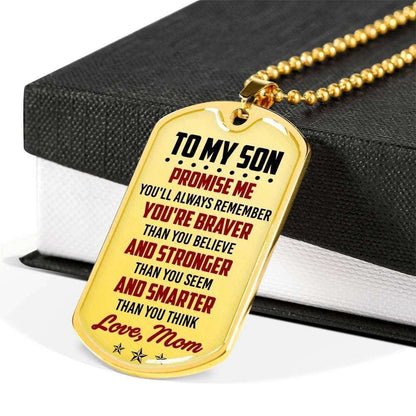 Son Dog Tag, Mom Gift For Son You’Re Smarter Than You Think Dog Tag Military Chain Necklace Gifts For Son Rakva