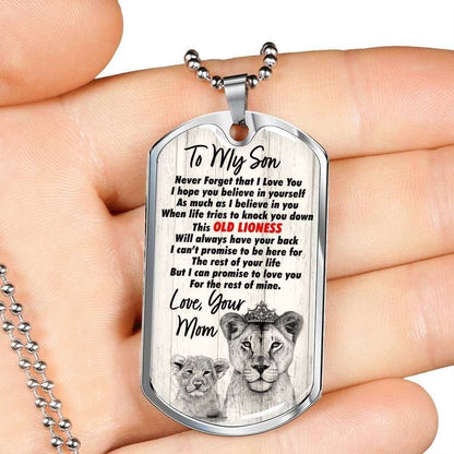 Son Dog Tag, Mom Giving Son Dog Tag Military Chain Necklace Love You For The Rest Of Mine Gifts For Son Rakva