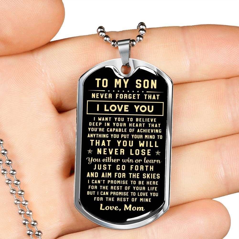 Son Dog Tag, Mom Giving Son Dog Tag Military Chain Necklace You Will Never Lose Gifts For Son Rakva