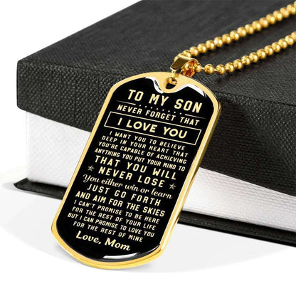 Son Dog Tag, Mom Giving Son Dog Tag Military Chain Necklace You Will Never Lose Gifts For Son Rakva