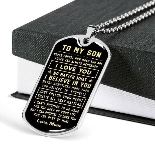 Son Dog Tag, Mom Giving Son I Love You Dog Tag Military Chain Necklace Gifts For Son Rakva