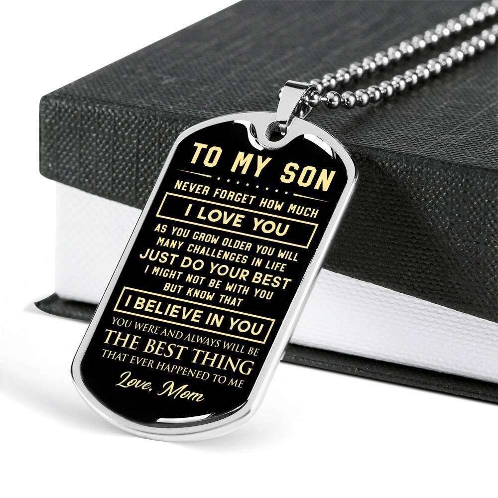 Son Dog Tag, Mom Giving Son You’Re The Best Thing Dog Tag Military Chain Necklace Gifts For Son Rakva