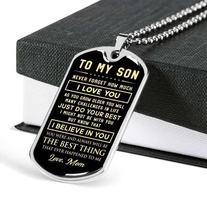 Son Dog Tag, Mom Giving Son You’Re The Best Thing Dog Tag Military Chain Necklace Gifts For Son Rakva