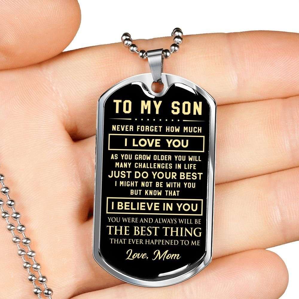 Son Dog Tag, Mom Giving Son You’Re The Best Thing Dog Tag Military Chain Necklace Gifts For Son Rakva