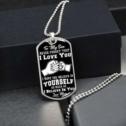 Son Dog Tag Necklace Gift From Mom With Message Card, Son Birthday Gift From Mom Gifts For Son Rakva