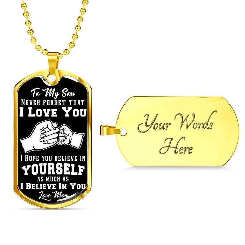 Son Dog Tag Necklace Gift From Mom With Message Card, Son Birthday Gift From Mom Gifts For Son Rakva
