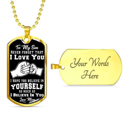 Son Dog Tag Necklace Gift From Mom With Message Card, Son Birthday Gift From Mom Gifts For Son Rakva