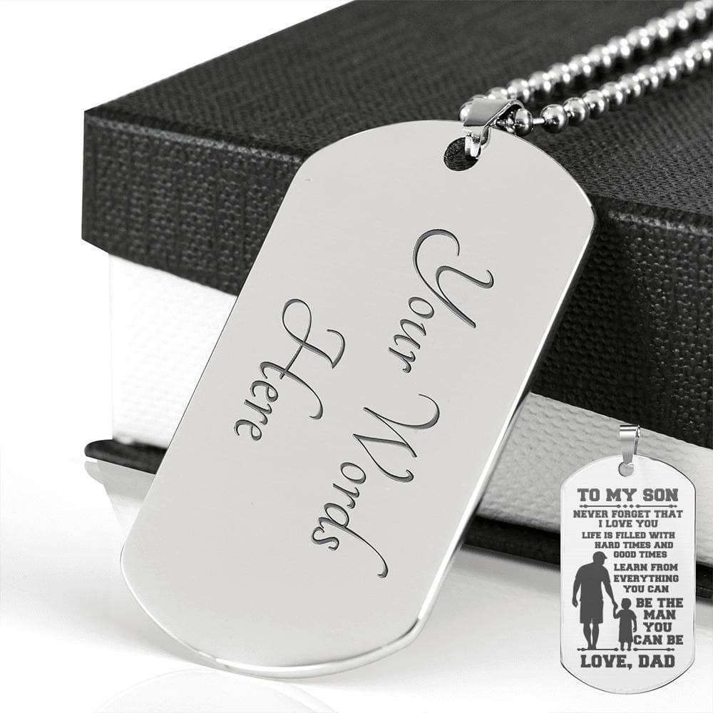 Son Dog Tag, Never Forget That I Love You Dog Tag Military Chain Necklace Dad For Son Gifts For Son Rakva
