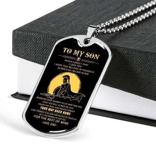 Son Dog Tag, Never Forget Your Way Back Home Knight Dog Tag Military Chain Necklace Gift For Son Gifts For Son Rakva