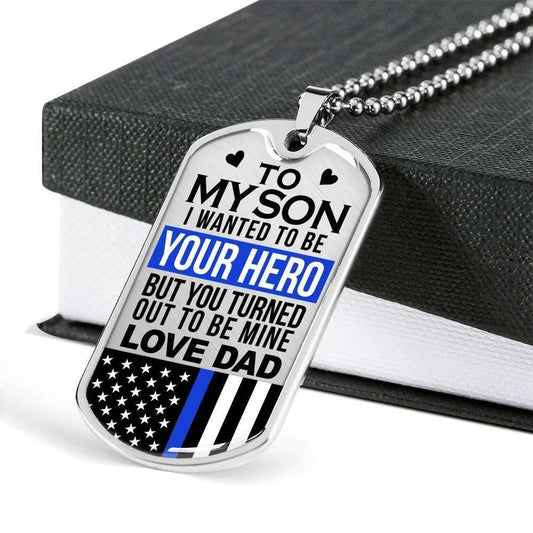 Son Dog Tag, Police Officer’S Son You Are My Hero Dog Tag Military Chain Necklace Custom Engraved Gifts For Son Rakva