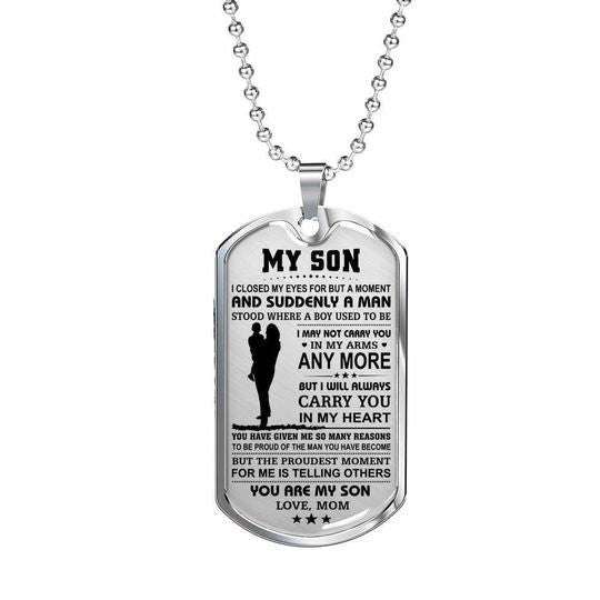 Son Dog Tag, Proud Of You Dog Tag Necklace Gift For Son Gifts For Son Rakva