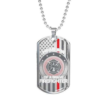 Son Dog Tag, Proud Son Of Brave Firefighter Dog Tag Necklace For Son Gifts For Son Rakva