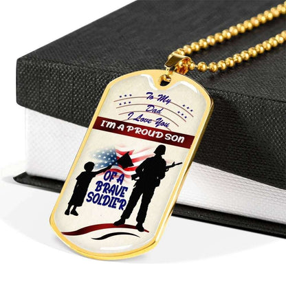 Son Dog Tag, Proud Son Of Soldier Love Dad Custom Engraving Dog Tag Military Chain Necklace Gifts For Son Rakva