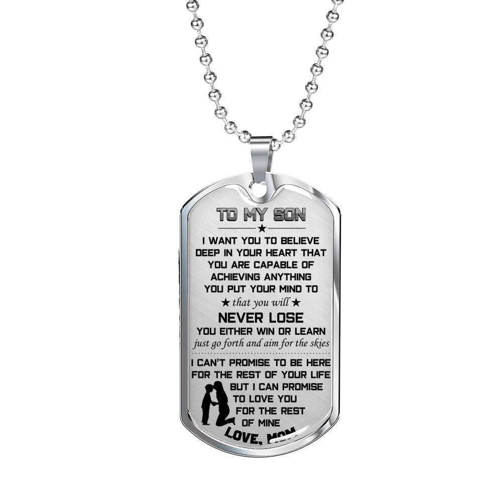 Son Dog Tag, Son Gift For Son Dog Tag Military Chain Necklace Always Believe In Yourself Gifts For Son Rakva