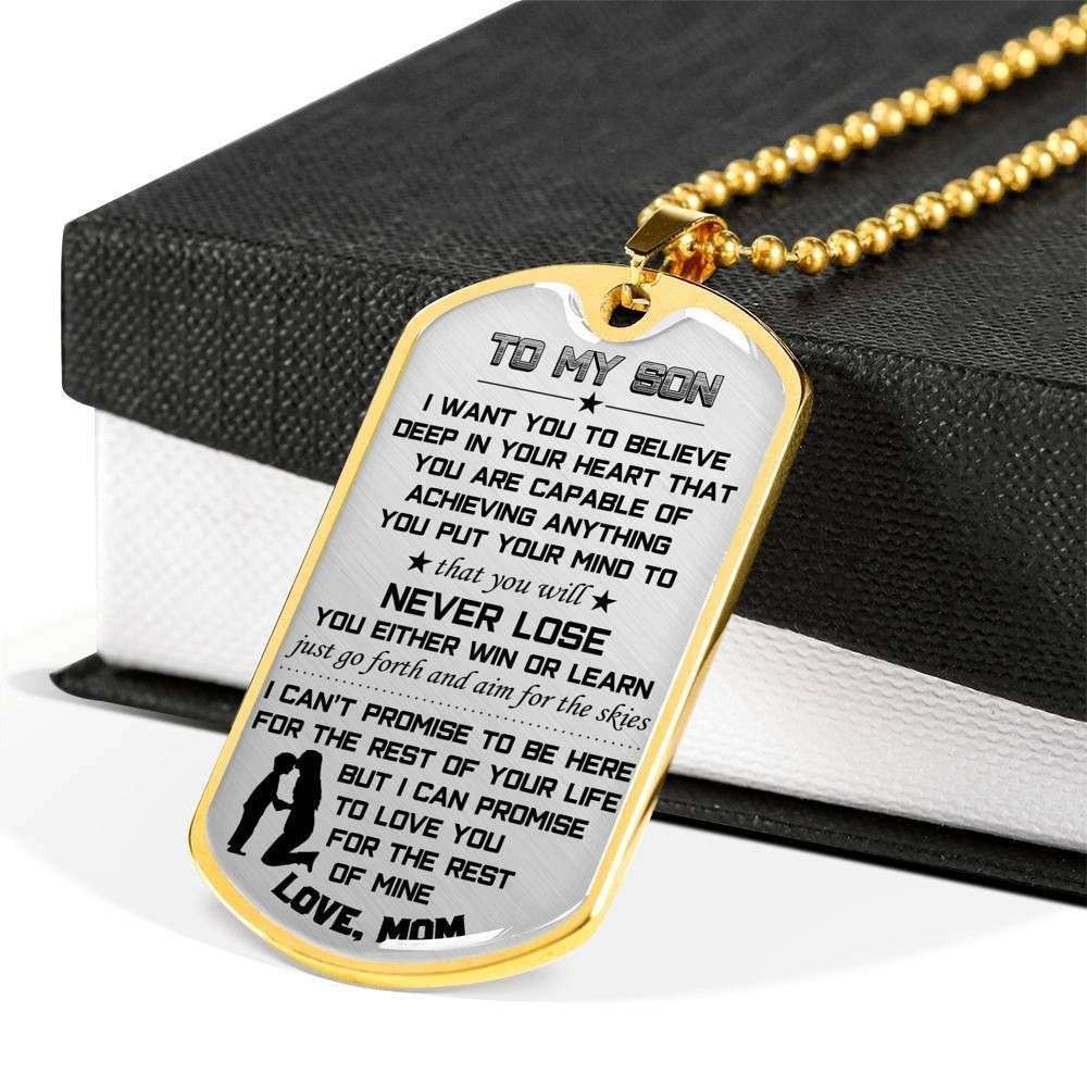 Son Dog Tag, Son Gift For Son Dog Tag Military Chain Necklace Always Believe In Yourself Gifts For Son Rakva