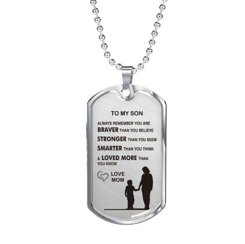 Son Dog Tag, Son Gift Mom To Son Necklace Gift With Love Message Necklace From Mother To Son Graduation Mom To Son Gift Gifts For Son Rakva