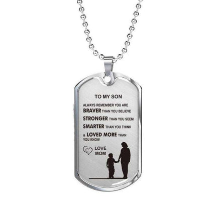 Son Dog Tag, Son Gift Mom To Son Necklace Gift With Love Message Necklace From Mother To Son Graduation Mom To Son Gift Gifts For Son Rakva