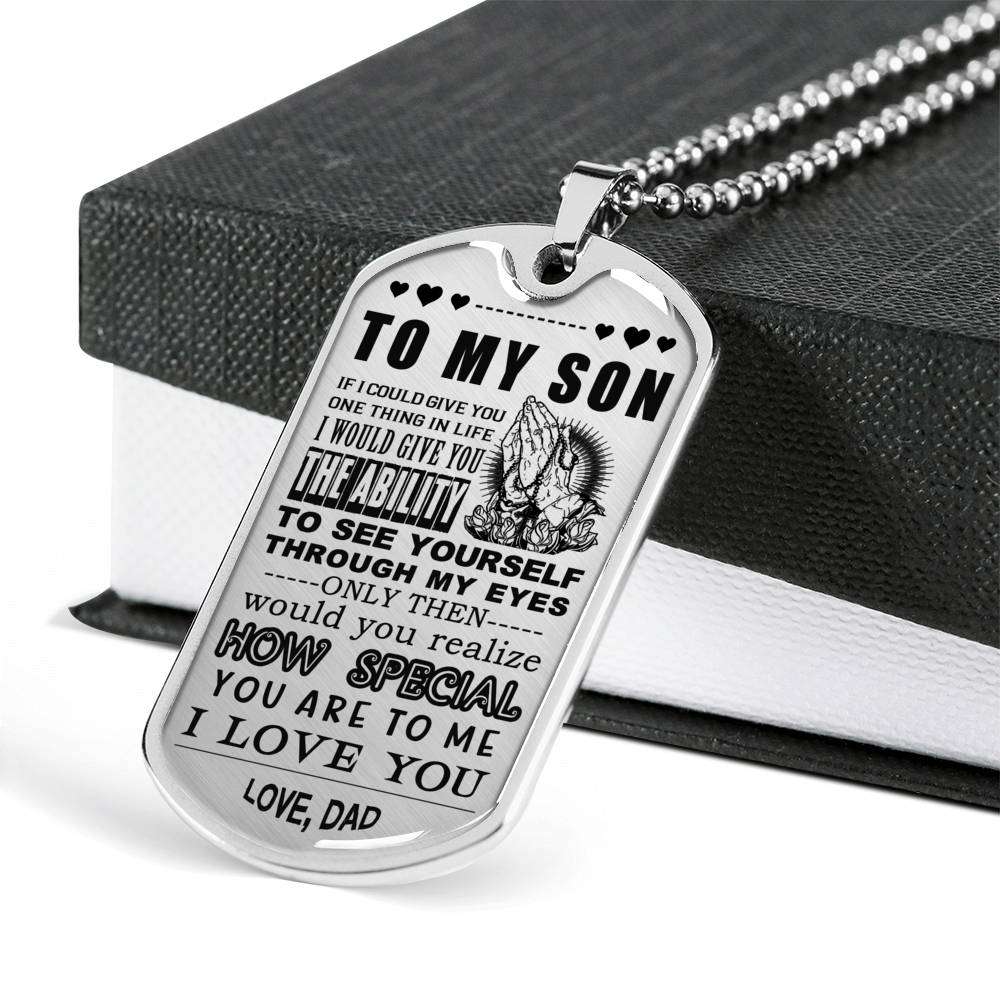 Son Dog Tag, To My Son Custom Picture Gift For Son,Birthday Gift For Son,Amazing Son Dog Tag Gifts For Son Rakva