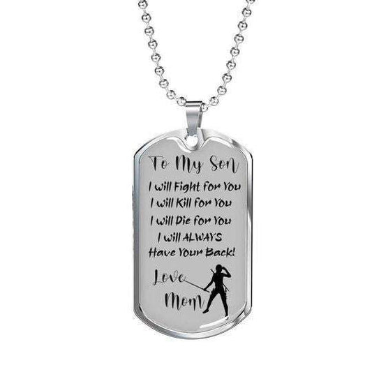 Son Dog Tag, To My Son I Will Fight For You Dog Tag Necklace Gifts For Son Rakva