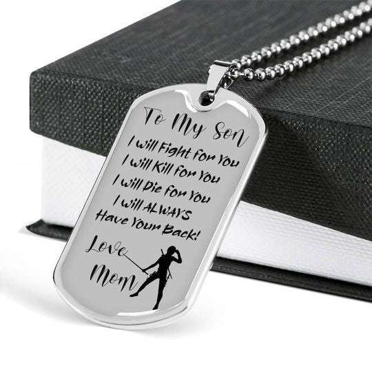 Son Dog Tag, To My Son I Will Fight For You Dog Tag Necklace Gifts For Son Rakva