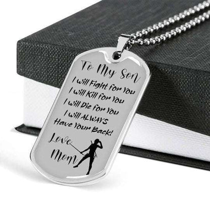 Son Dog Tag, To My Son I Will Fight For You Dog Tag Necklace Gifts For Son Rakva