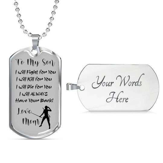 Son Dog Tag, To My Son I Will Fight For You Dog Tag Necklace Gifts For Son Rakva