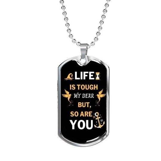 Son Dog Tag, To My Son Life Is Touch But So You’Re Dog Tag Necklace Gifts For Son Rakva