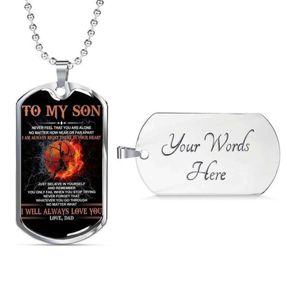 Son Dog Tag “ To My Son Never Feel That You Are Alone Dog Tag Military Chain Necklace Gifts For Son Rakva