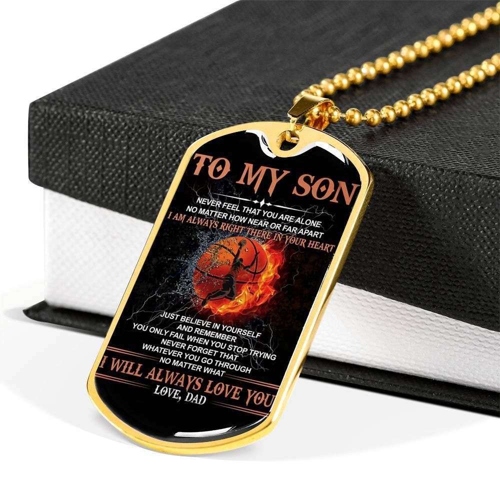 Son Dog Tag “ To My Son Never Feel That You Are Alone Dog Tag Military Chain Necklace Gifts For Son Rakva