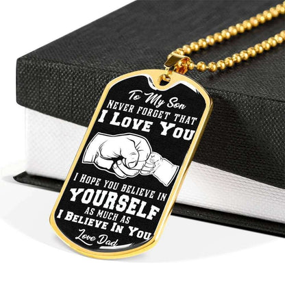 Son Dog Tag “ To My Son “ Never Forget “ Dog Tag Military Chain Necklace Gifts For Son Rakva